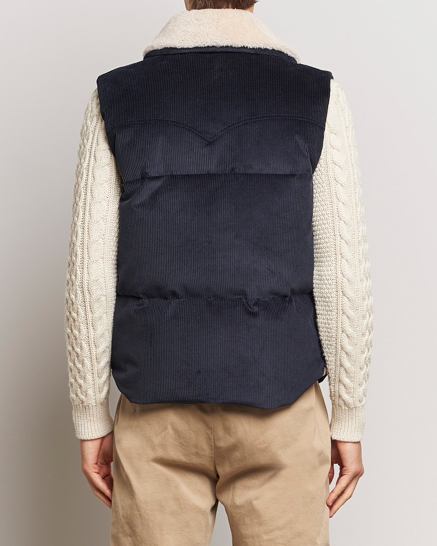 Herre | Jakker | Valstar | Corduroy Shearling Collar Down Vest Navy
