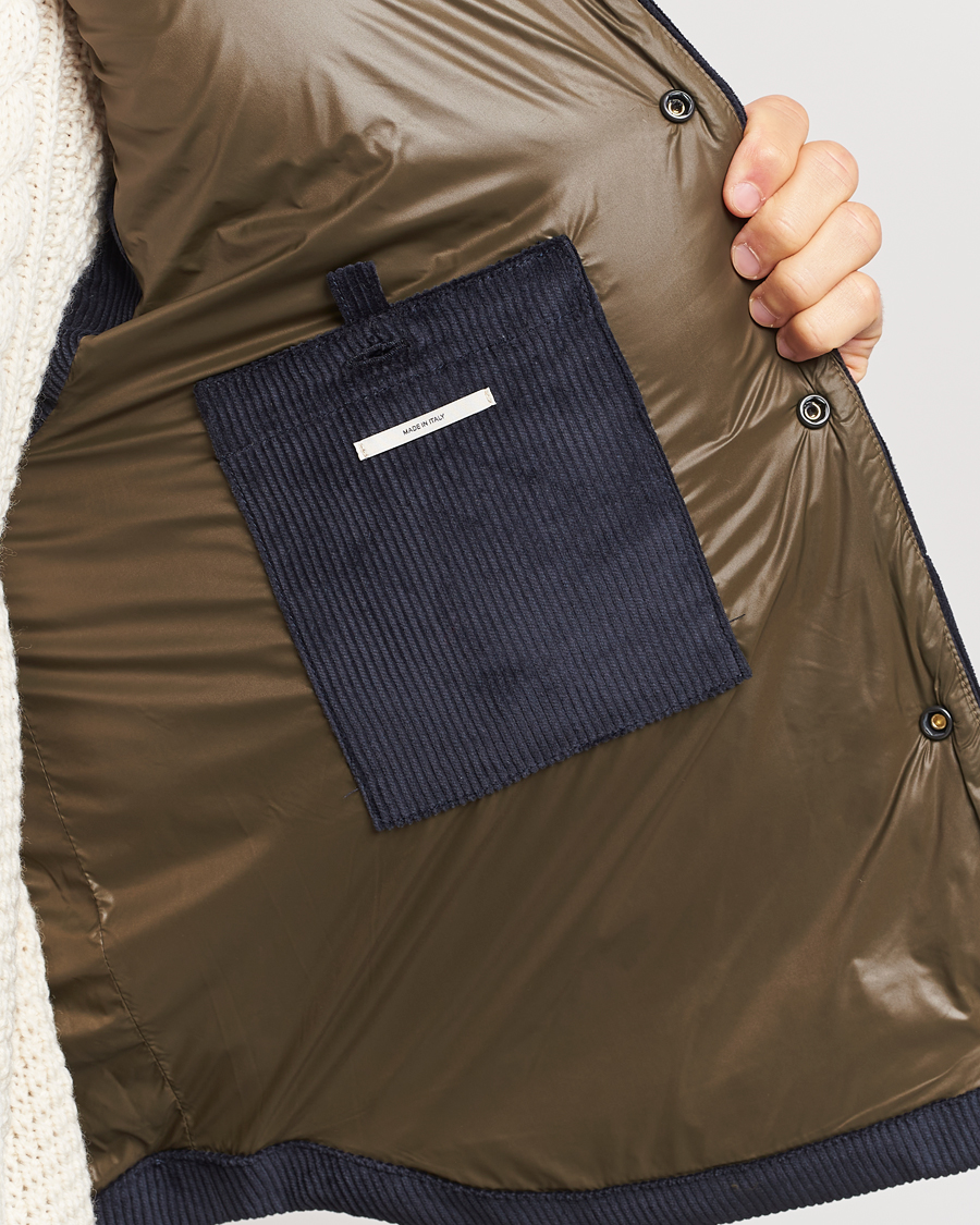 Herre | Jakker | Valstar | Corduroy Shearling Collar Down Vest Navy