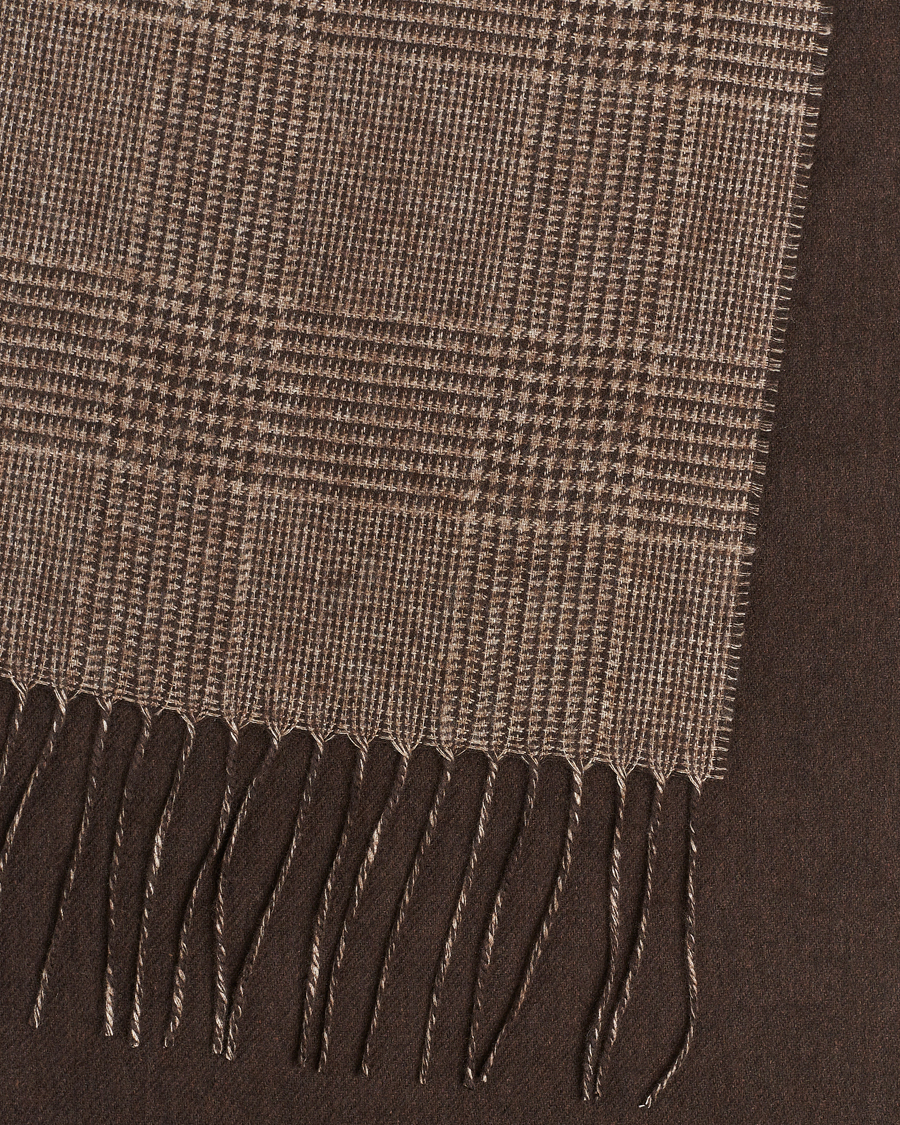 Herre | Piacenza Cashmere Cashmere/Silk Glencheck Scarf Brown | Piacenza Cashmere | Cashmere/Silk Glencheck Scarf Brown