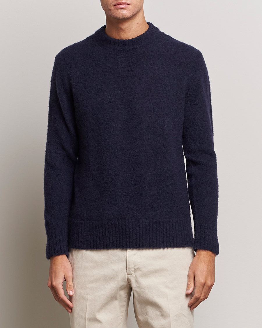 Herre | Trøjer | Piacenza Cashmere | Brushed Wool Crew Neck Navy