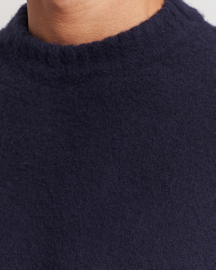 Herre | Trøjer | Piacenza Cashmere | Brushed Wool Crew Neck Navy
