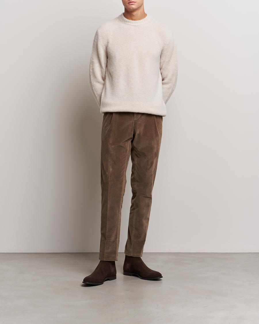 Herre | Trøjer | Piacenza Cashmere | Brushed Wool Crew Neck Beige