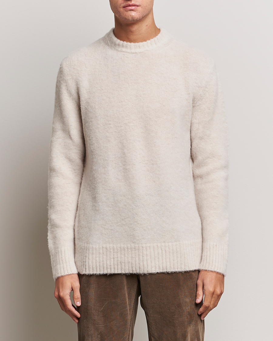 Herre | Trøjer | Piacenza Cashmere | Brushed Wool Crew Neck Beige