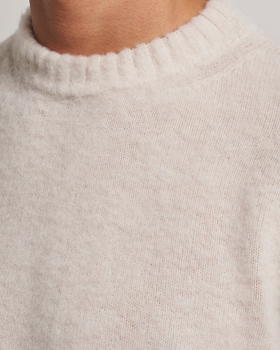 Herre | Trøjer | Piacenza Cashmere | Brushed Wool Crew Neck Beige