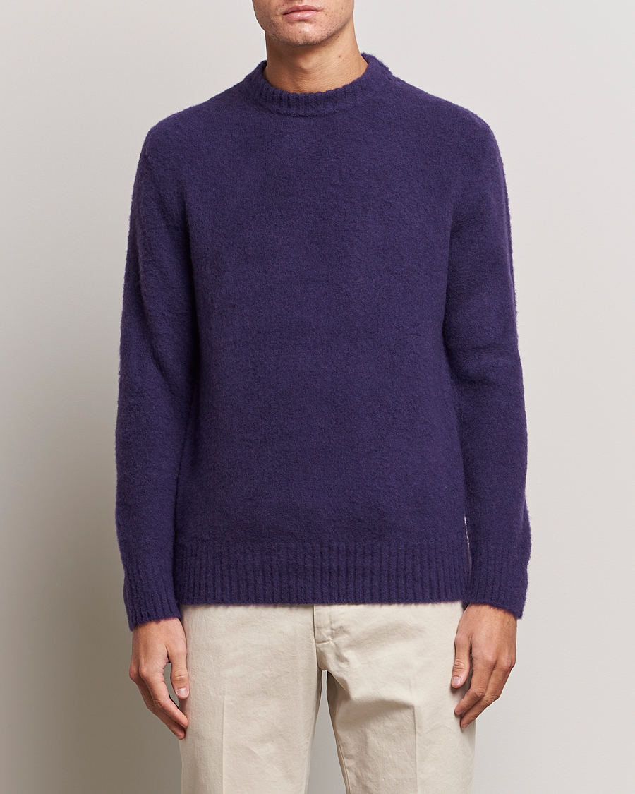 Herre | Trøjer | Piacenza Cashmere | Brushed Wool Crew Neck Dark Purple