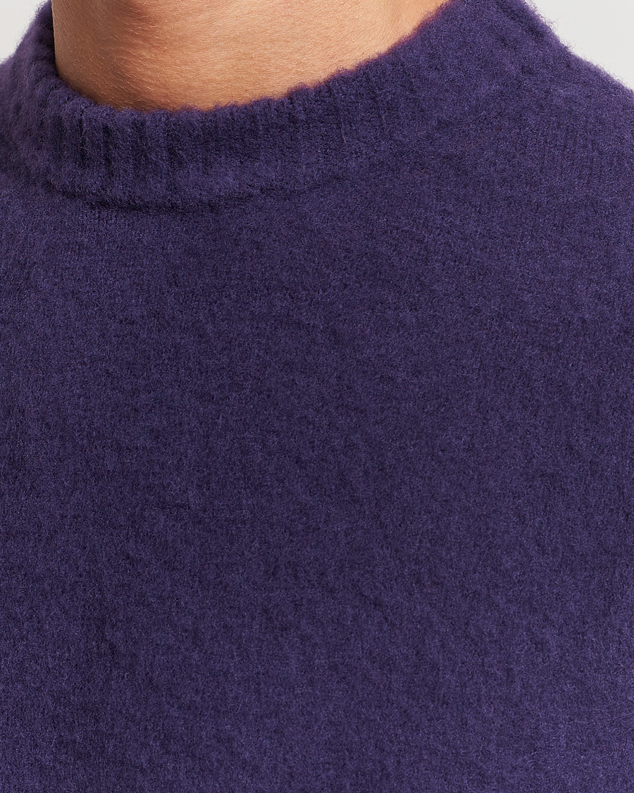 Herre | Trøjer | Piacenza Cashmere | Brushed Wool Crew Neck Dark Purple