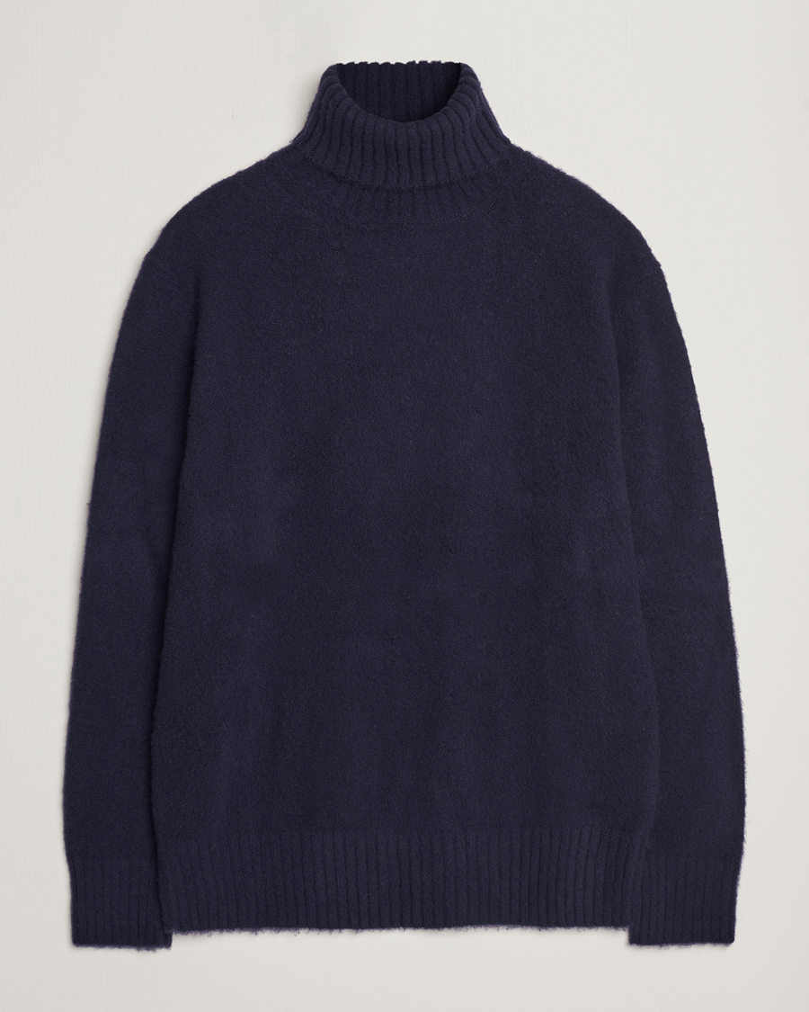 Herre | Trøjer | Piacenza Cashmere | Brushed Wool Rollneck Navy