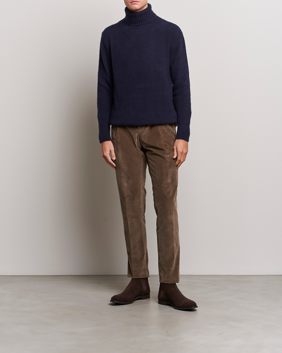 Herre | Trøjer | Piacenza Cashmere | Brushed Wool Rollneck Navy