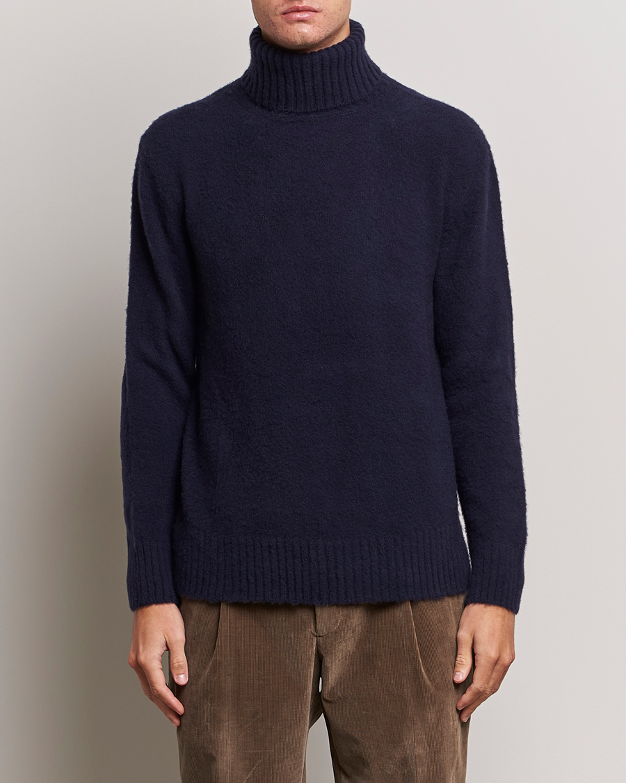 Herre | Trøjer | Piacenza Cashmere | Brushed Wool Rollneck Navy