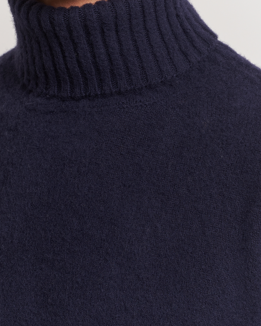 Herre | Trøjer | Piacenza Cashmere | Brushed Wool Rollneck Navy