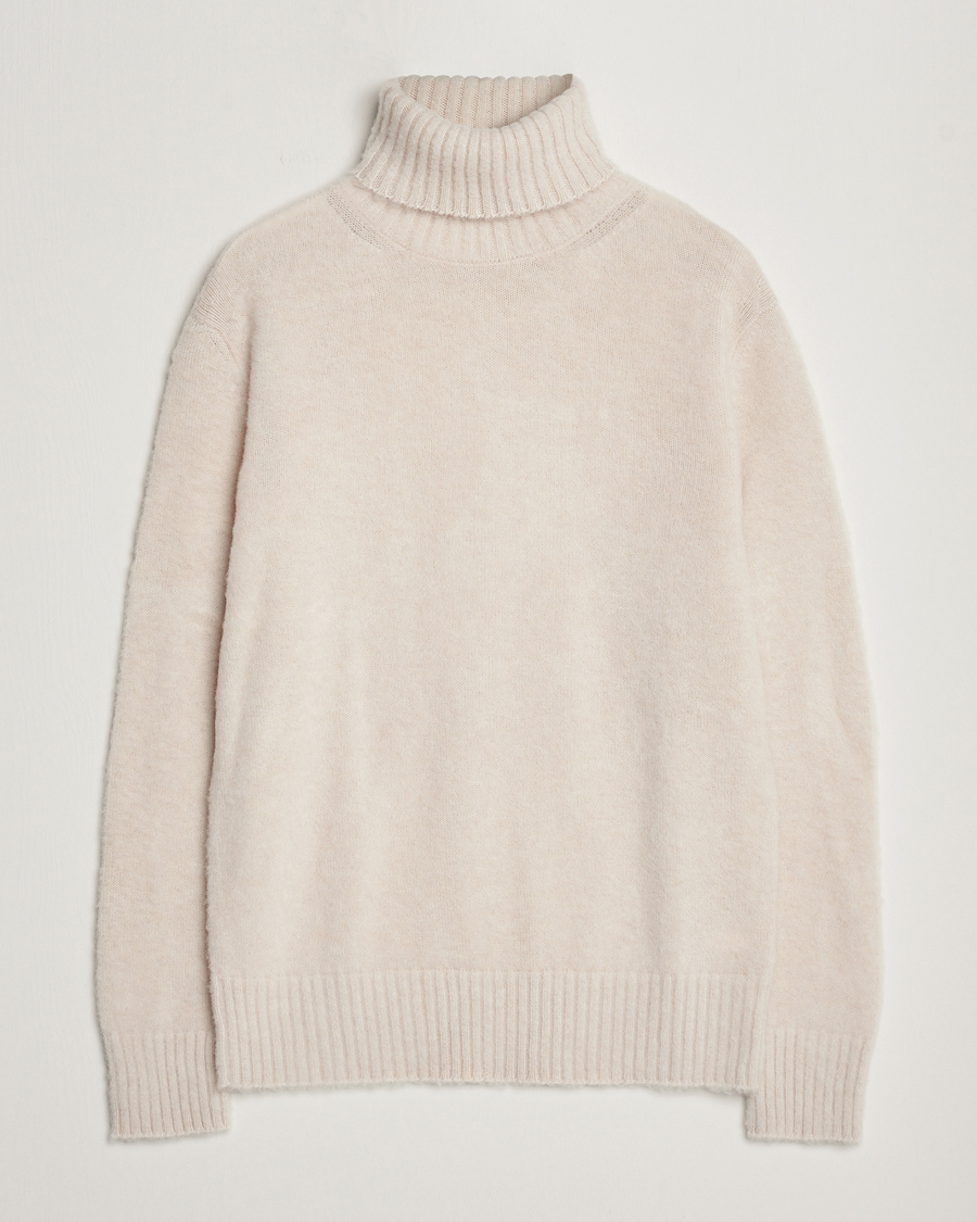 Herre | Trøjer | Piacenza Cashmere | Brushed Wool Rollneck Beige