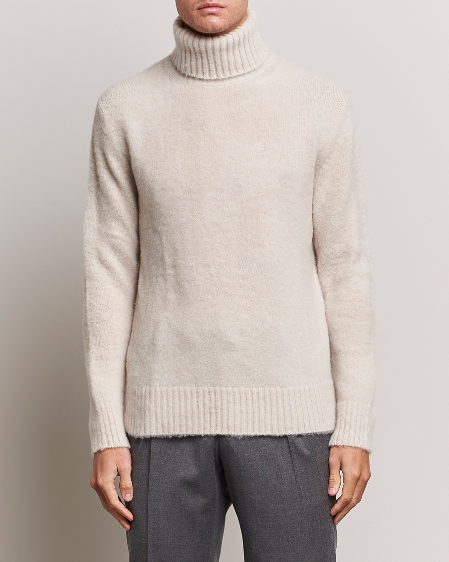 Herre | Trøjer | Piacenza Cashmere | Brushed Wool Rollneck Beige