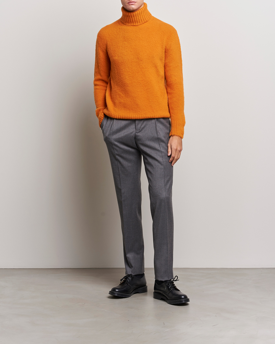 Herre | Trøjer | Piacenza Cashmere | Brushed Wool Rollneck Orange