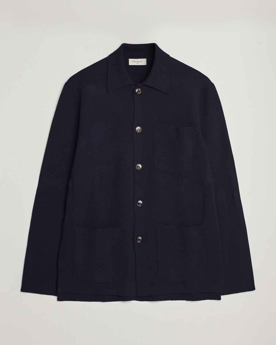 Herre | Trøjer | Piacenza Cashmere | Virgin Wool Knit Cardigan Navy