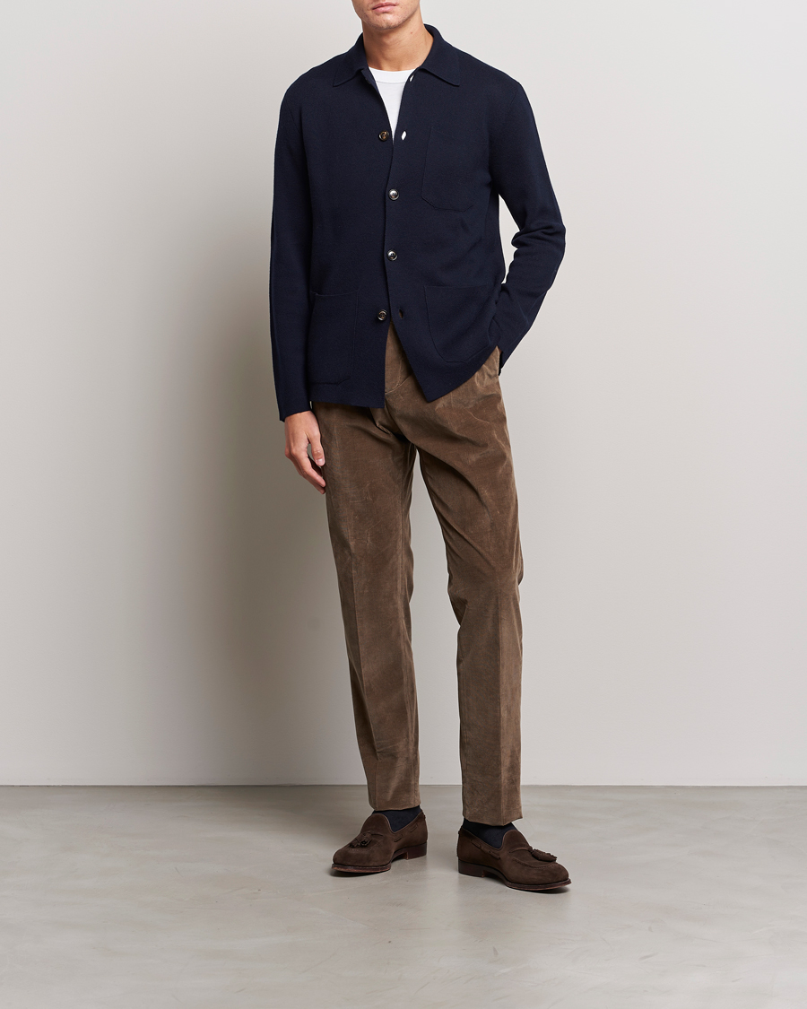 Herre | Trøjer | Piacenza Cashmere | Virgin Wool Knit Cardigan Navy