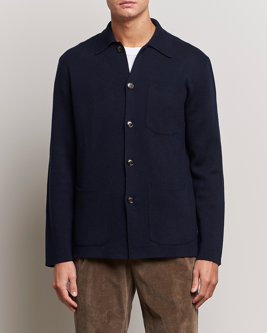 Herre | Trøjer | Piacenza Cashmere | Virgin Wool Knit Cardigan Navy