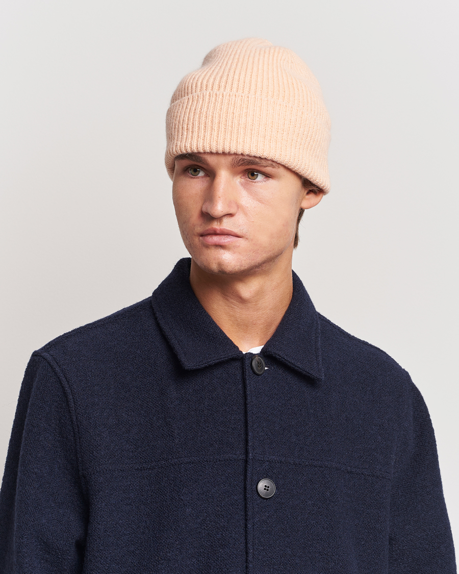 Herre | Huer | Le Bonnet | Lambswool/Caregora Beanie Peach