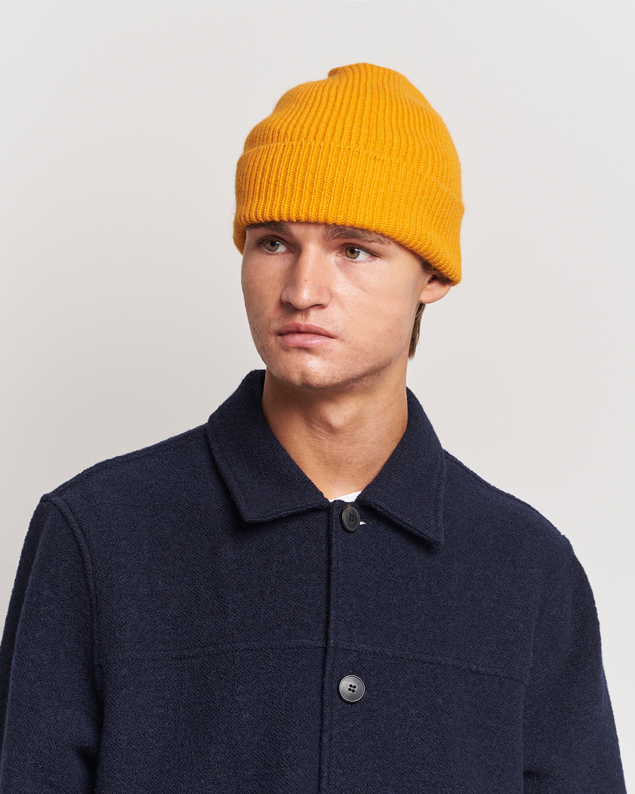 Herre | Huer | Le Bonnet | Lambswool/Caregora Beanie Orange Peel