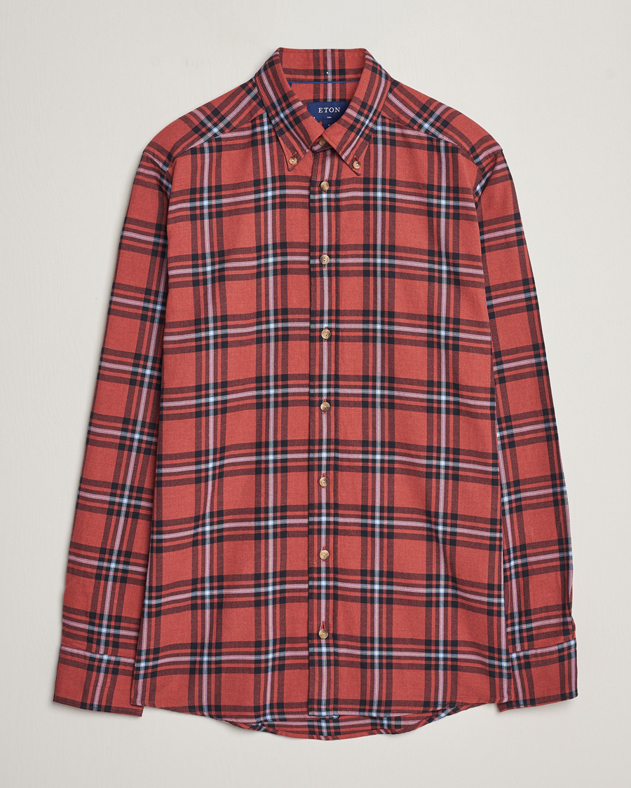 Herre | Skjorter | Eton | Regular Fit Checked Flannel Shirt Red/Navy