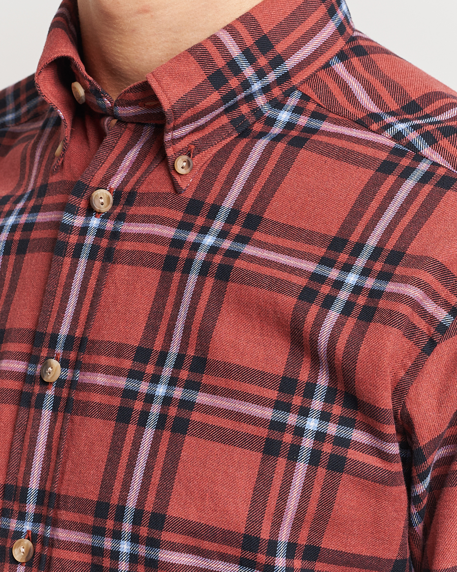 Herre | Skjorter | Eton | Regular Fit Checked Flannel Shirt Red/Navy