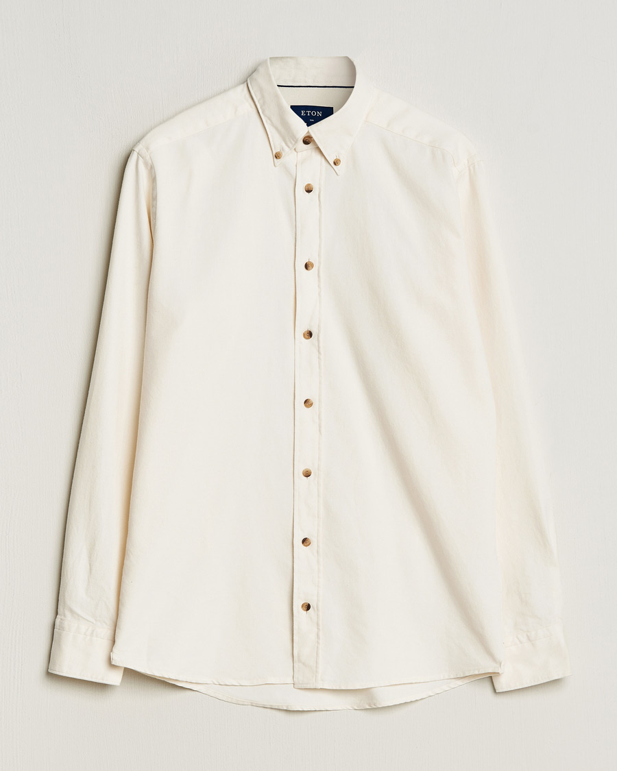 Herre | Skjorter | Eton | Slim Fit Twill Flannel Shirt Off White