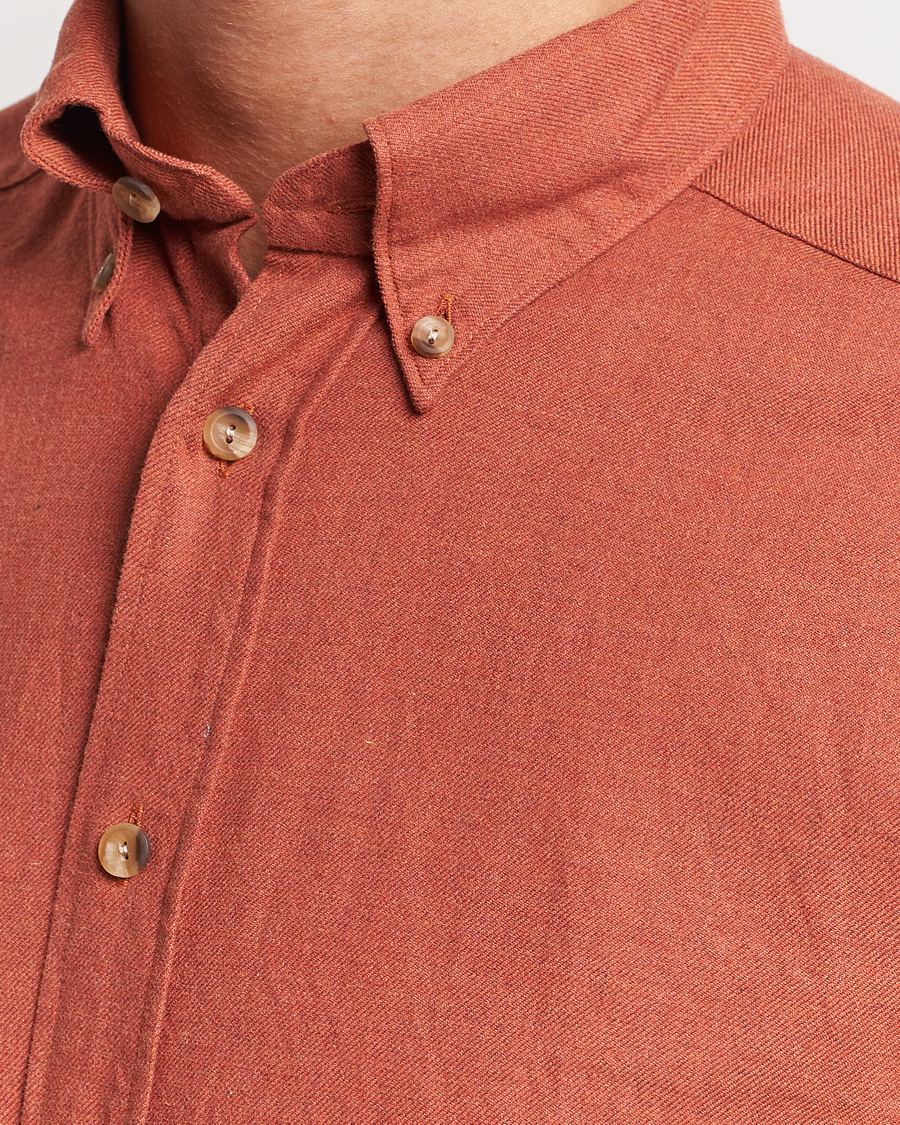 Herre | Skjorter | Eton | Slim Fit Twill Flannel Shirt Rust Red