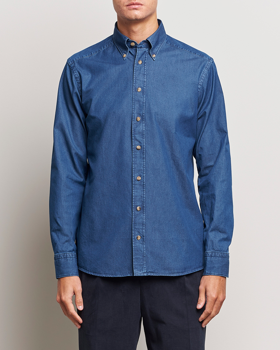 Herre | Skjorter | Eton | Slim Fit Denim Shirt Dark Blue