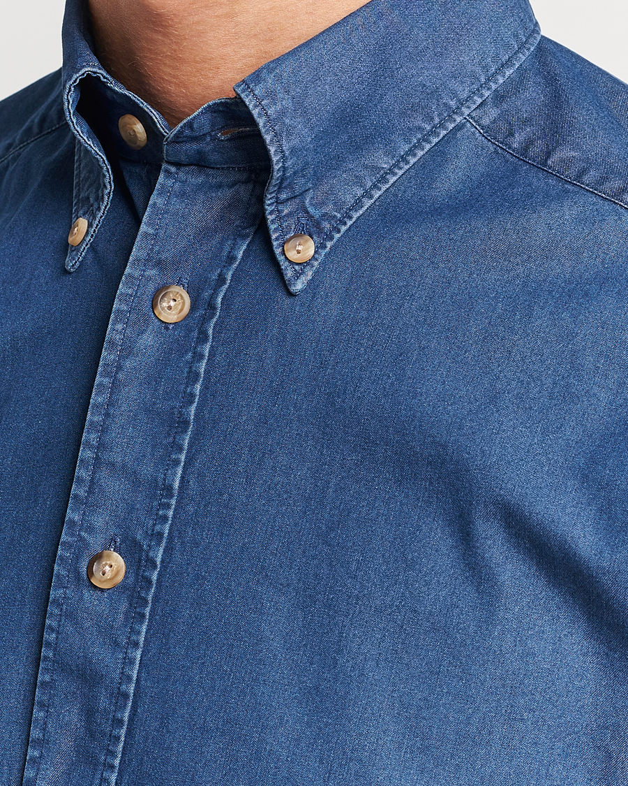Herre | Skjorter | Eton | Slim Fit Denim Shirt Dark Blue