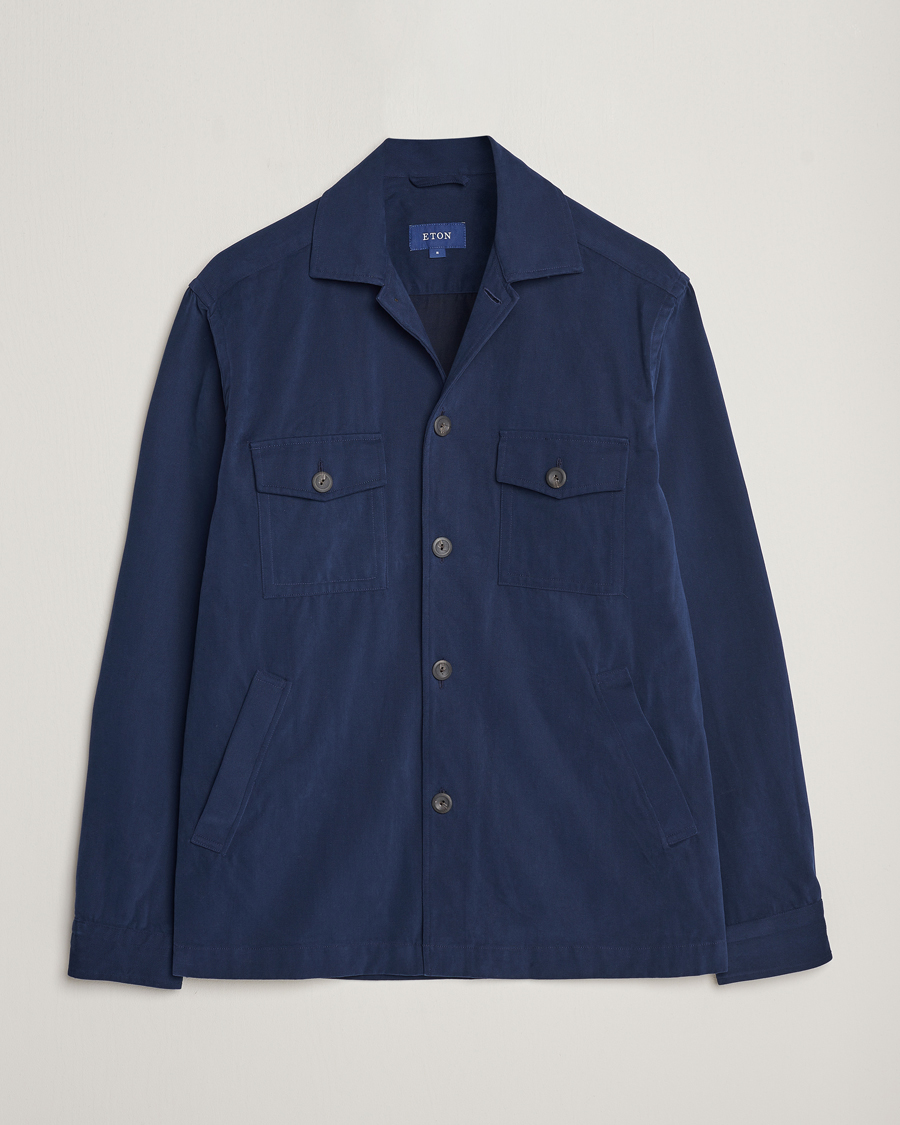Herre | Skjorter | Eton | Twill Moleskin Overshirt Navy Blue
