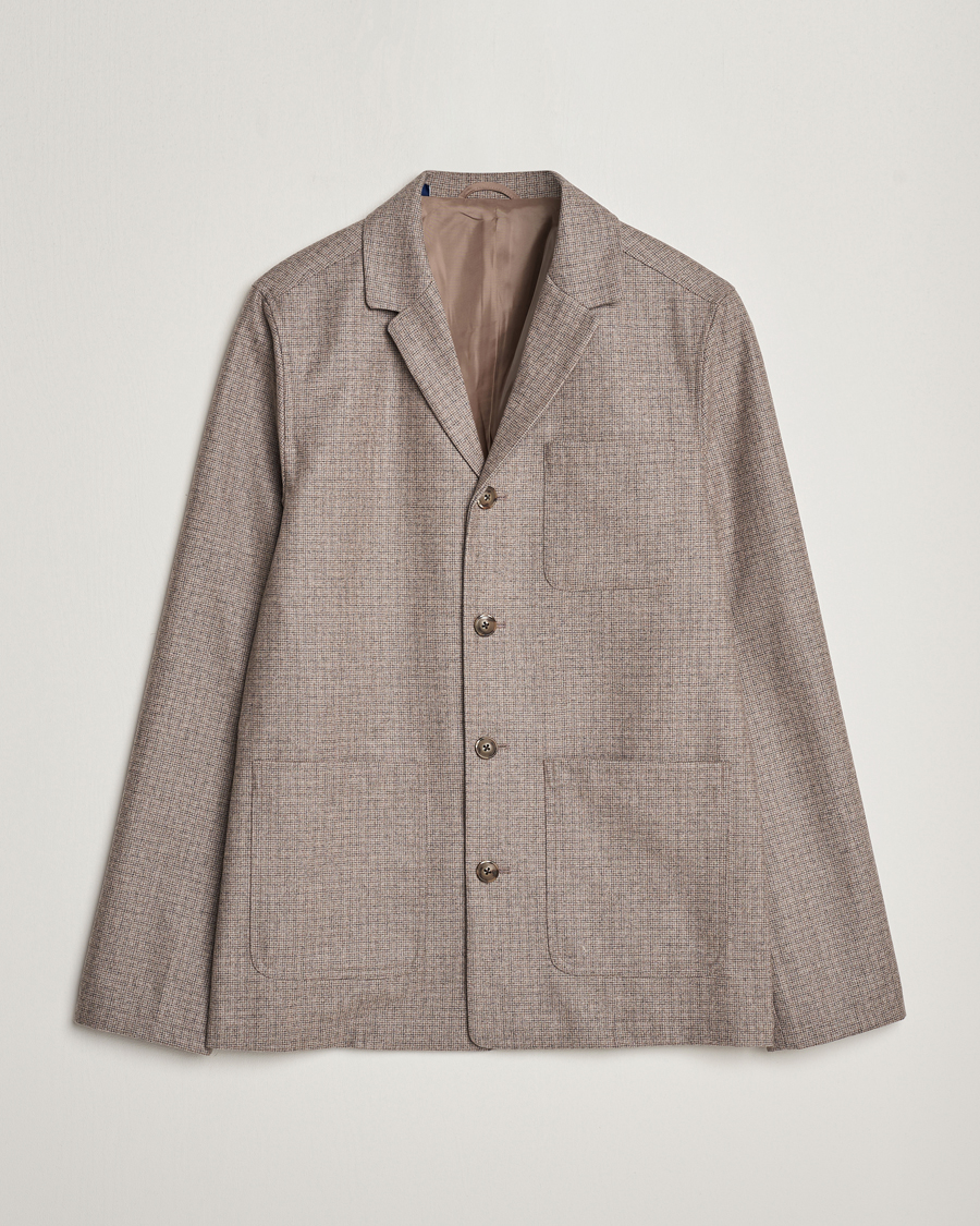 Herre | Skjorter | Eton | Wool/Cashmere Checked Overshirt Brown