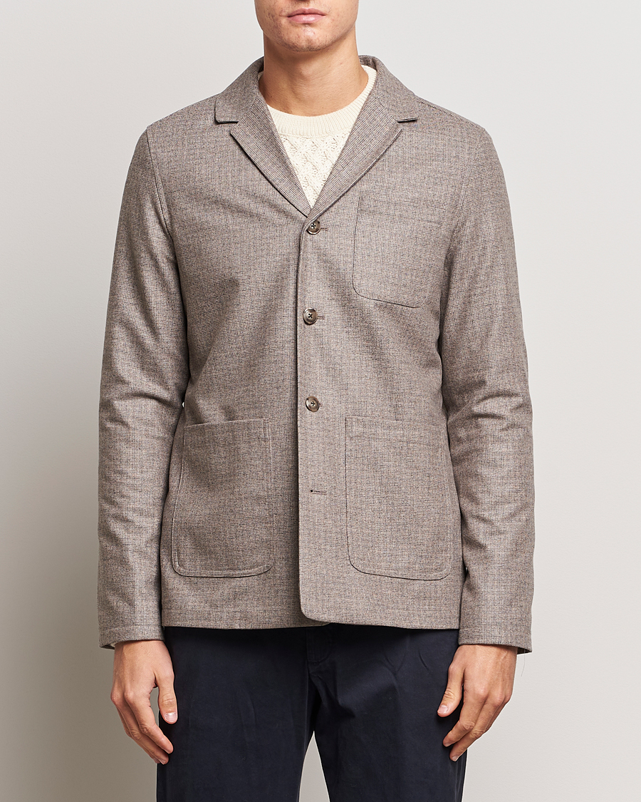 Herre | Business & Beyond | Eton | Wool/Cashmere Checked Overshirt Brown