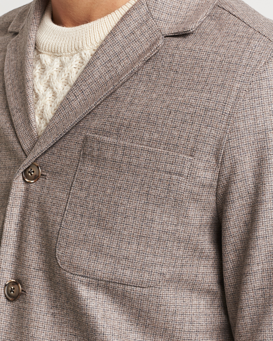 Herre | Skjorter | Eton | Wool/Cashmere Checked Overshirt Brown
