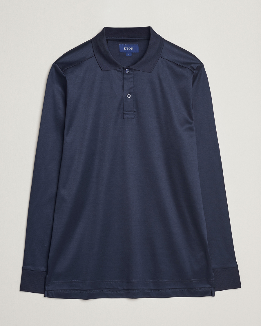 Herre | Trøjer | Eton | Filo Di Scozia Long Sleeve Polo Navy Blue