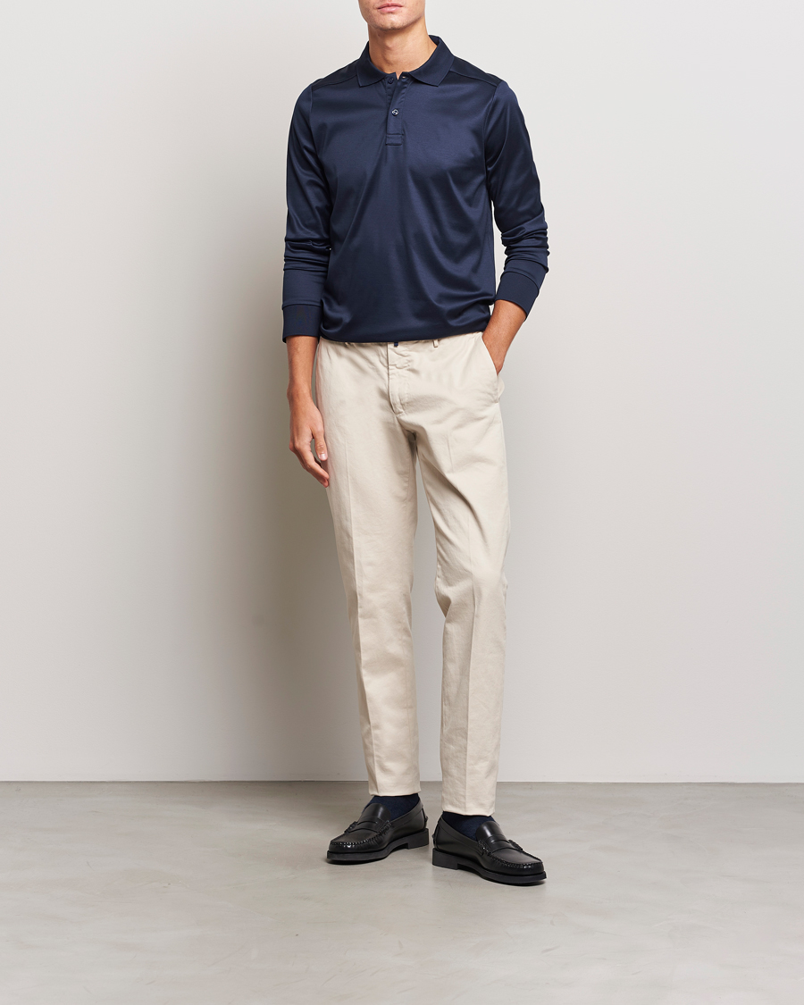 Herre | Trøjer | Eton | Filo Di Scozia Long Sleeve Polo Navy Blue