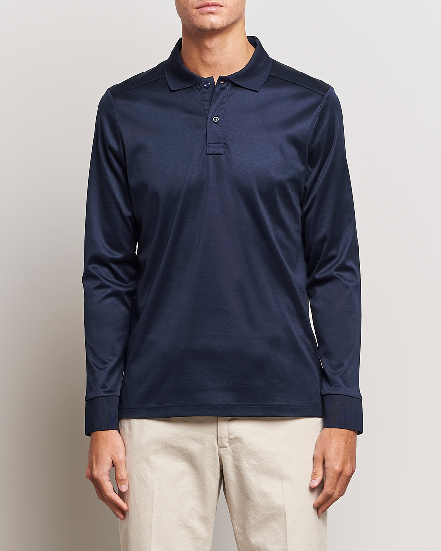 Herre | Trøjer | Eton | Filo Di Scozia Long Sleeve Polo Navy Blue