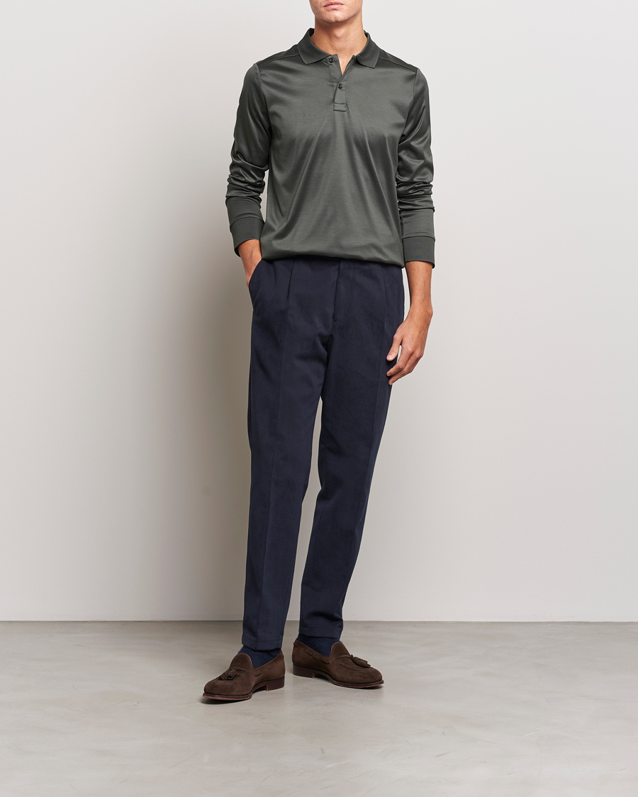Herre | Trøjer | Eton | Filo Di Scozia Long Sleeve Polo Dark Green