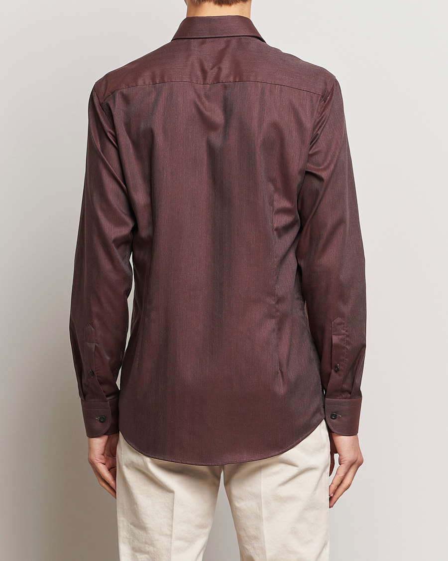 Herre | Skjorter | Eton | Slim Fit Wrinkle Free Flannel Shirt Burgundy