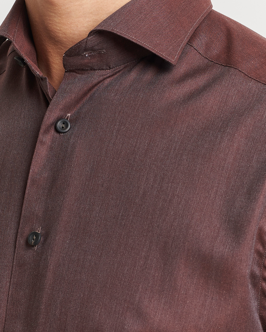 Herre | Skjorter | Eton | Slim Fit Wrinkle Free Flannel Shirt Burgundy