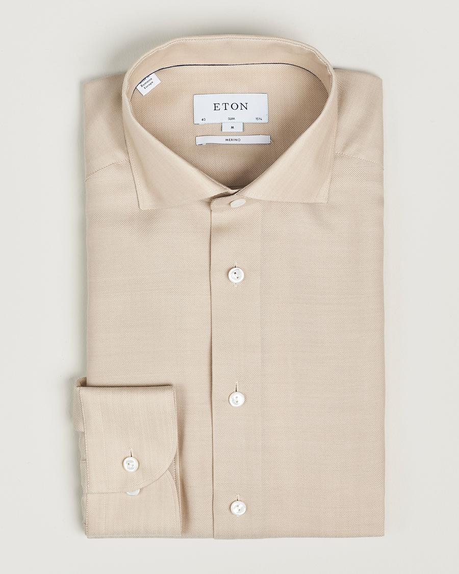 Herre | Skjorter | Eton | Slim Fit Merino Shirt Beige