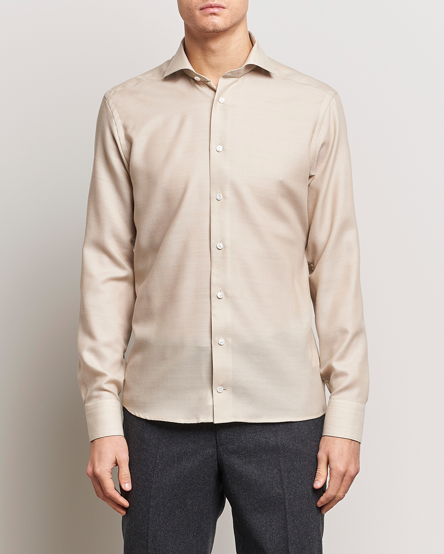 Herre | Skjorter | Eton | Slim Fit Merino Shirt Beige