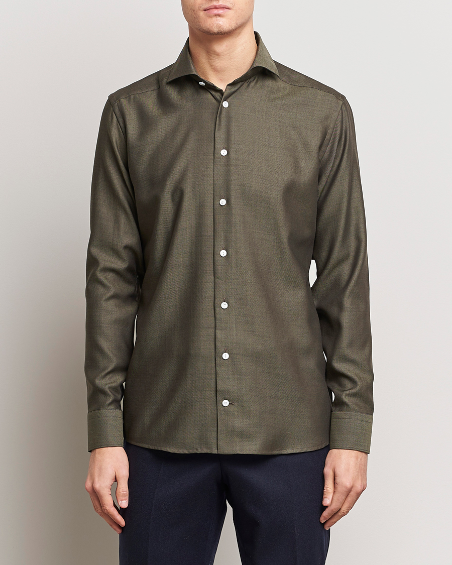 Herre | Skjorter | Eton | Slim Fit Merino Shirt Dark Brown