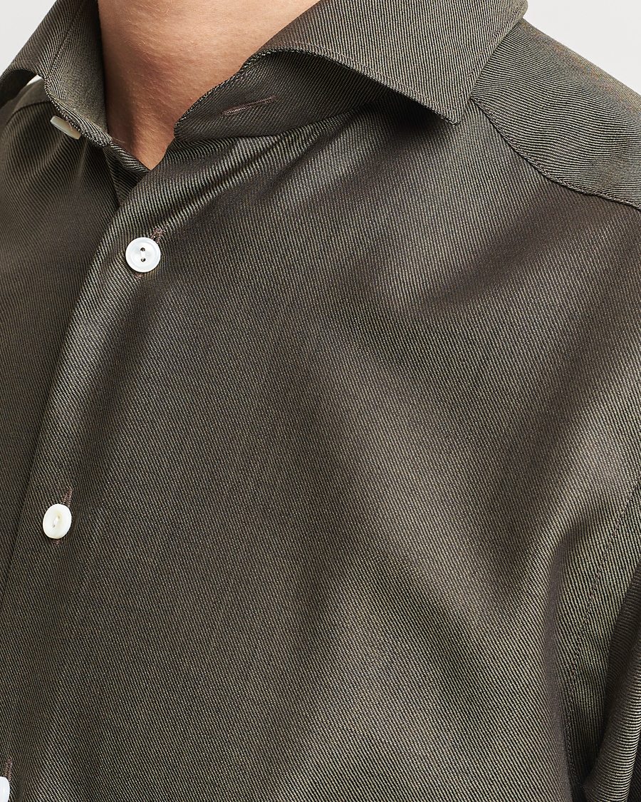 Herre | Skjorter | Eton | Slim Fit Merino Shirt Dark Brown