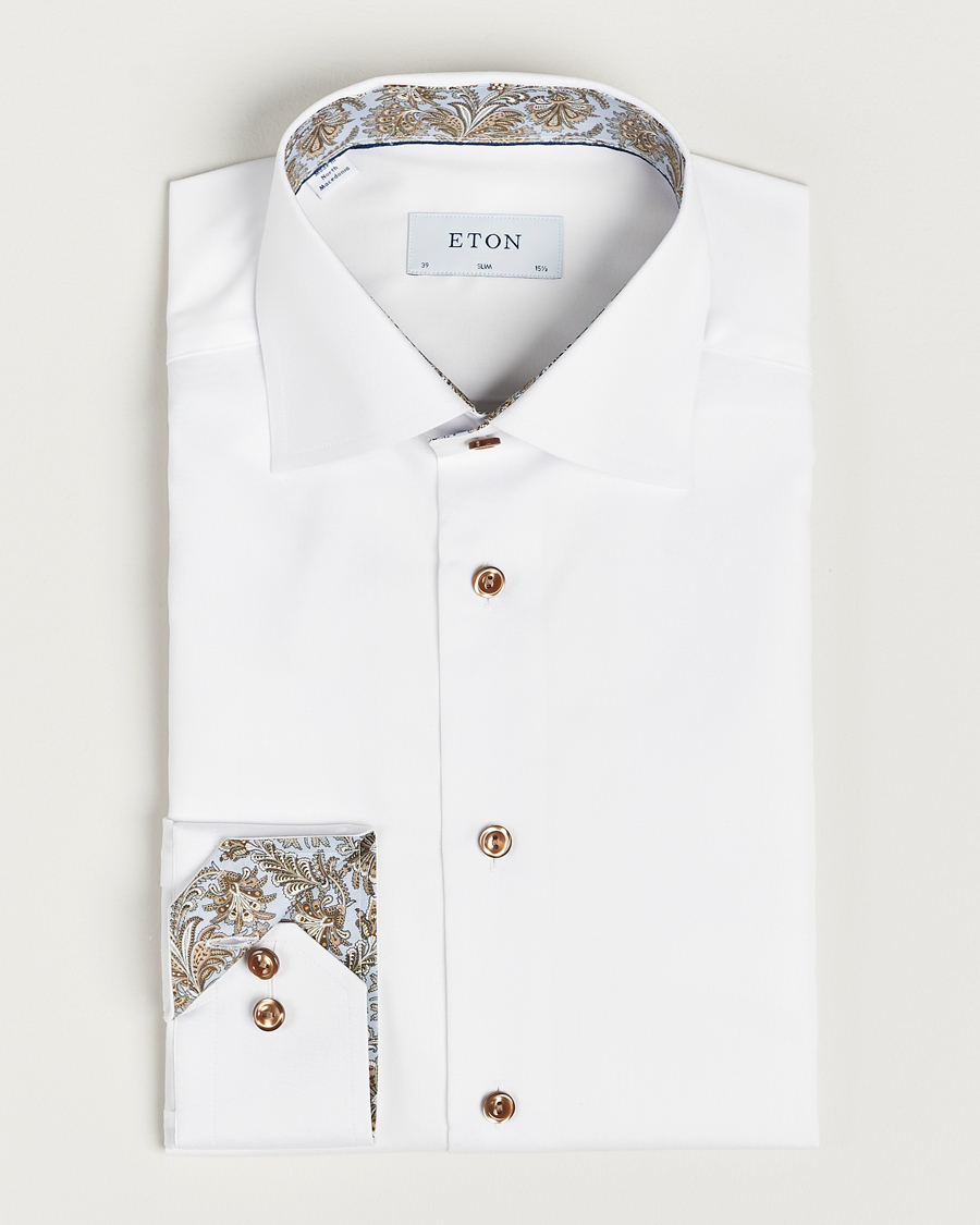 Eton Signature Twill Contrast Shirt White - CareOfCarl.dk