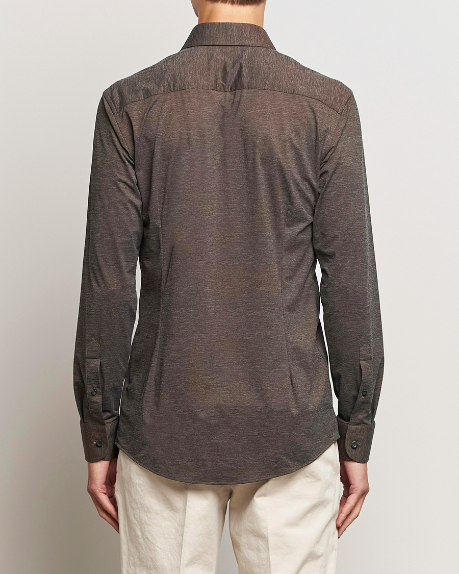 Herre | Skjorter | Eton | Slim Fit Four Way Stretch Shirt Brown Melange