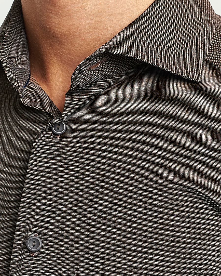 Herre | Skjorter | Eton | Slim Fit Four Way Stretch Shirt Brown Melange