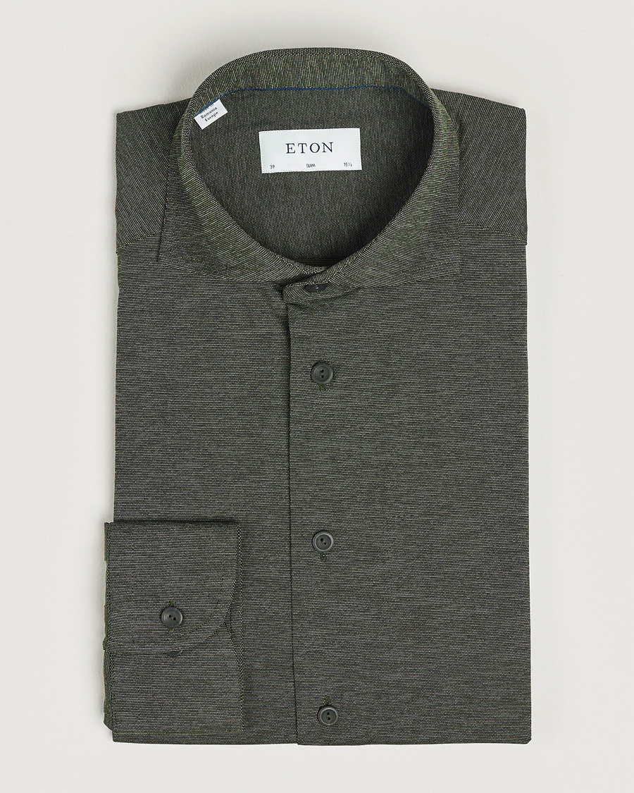 Herre | Skjorter | Eton | Slim Fit Four Way Stretch Shirt Dark Green