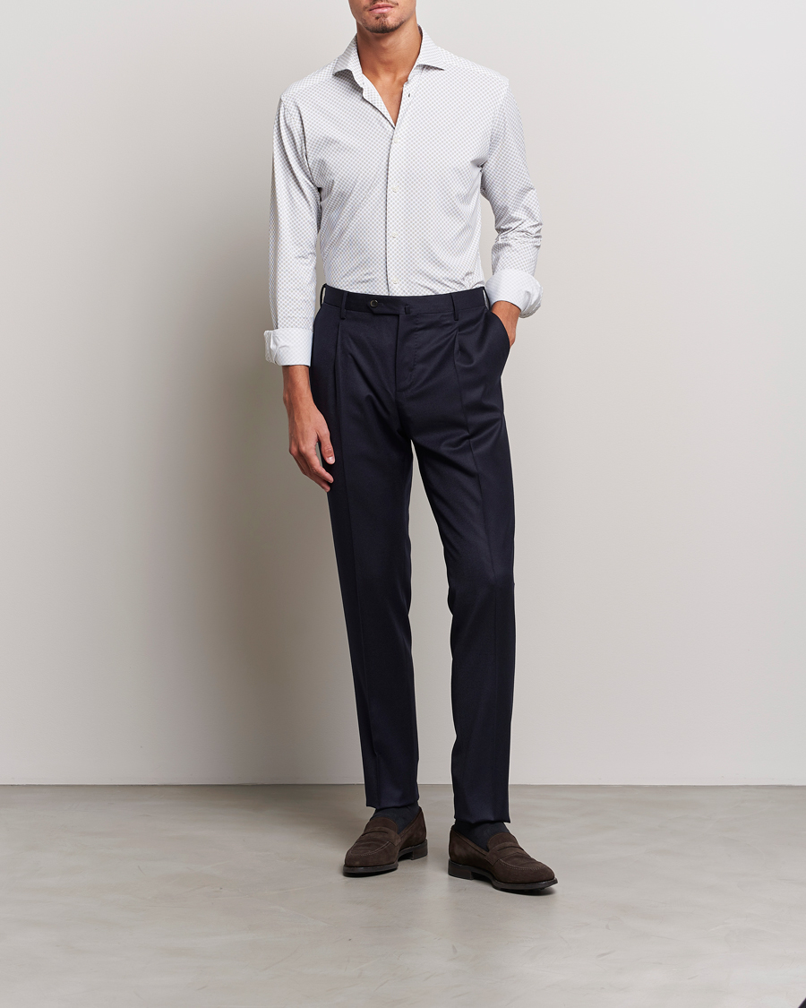Herre | Skjorter | Eton | Slim Fit Four Way Stretch Printed Shirt Beige