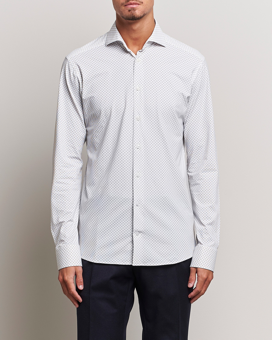 Herre | Eton | Eton | Slim Fit Four Way Stretch Printed Shirt Beige