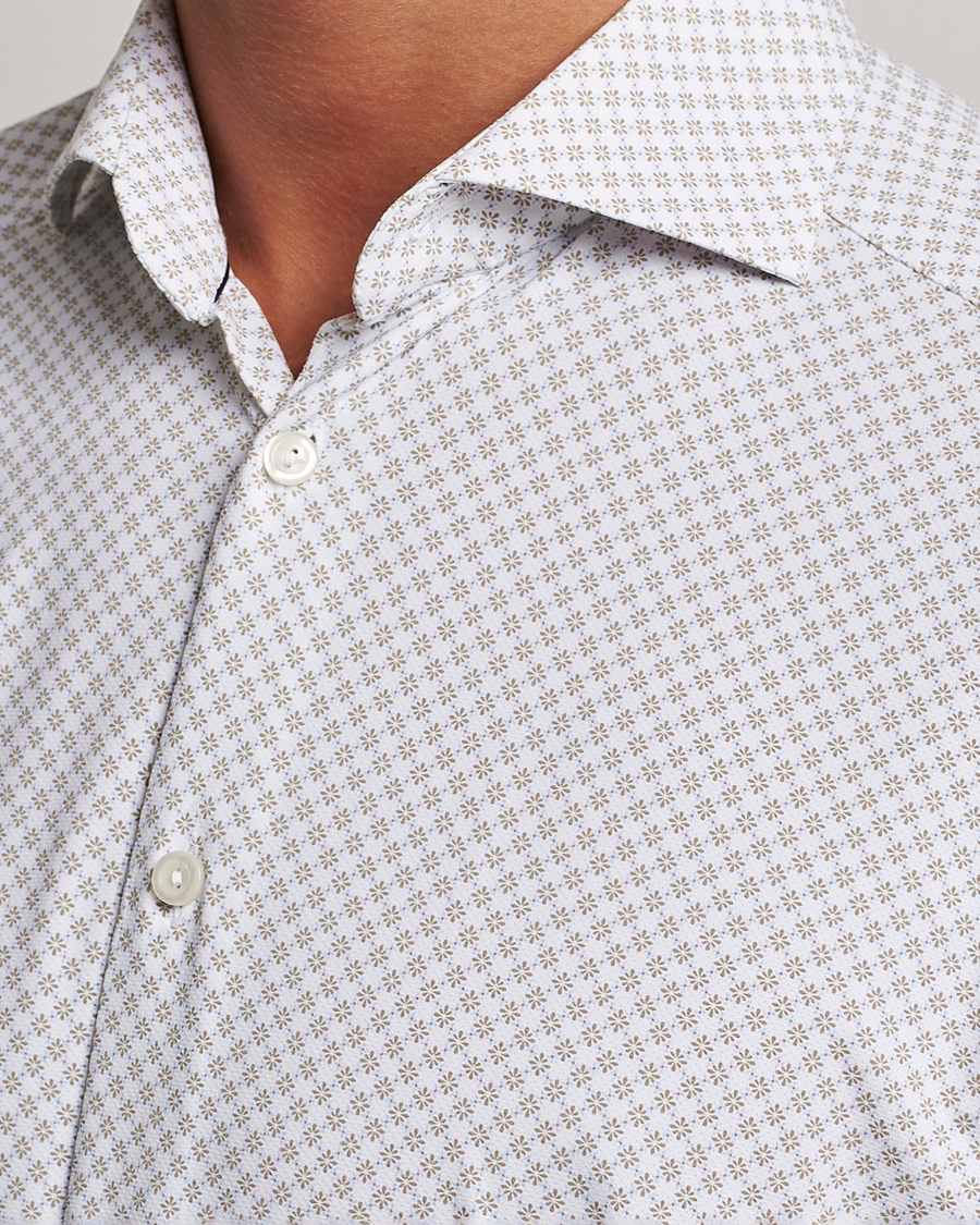 Herre | Skjorter | Eton | Slim Fit Four Way Stretch Printed Shirt Beige