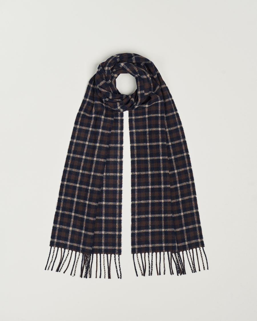 Herre | Eton Checked Wool Scarf Dark Brown | Eton | Checked Wool Scarf Dark Brown